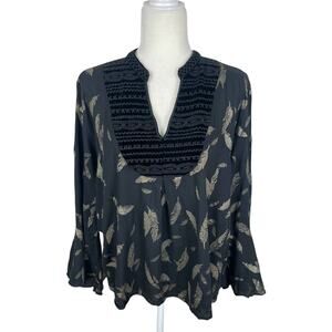 Johnny Was Black and Cream Blouse